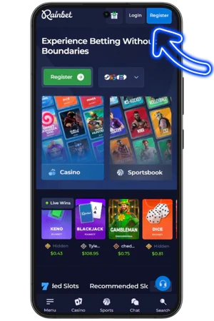 Rainbet official homepage with prominent registration