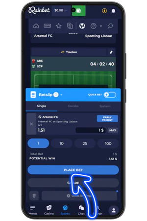 Intra-event betting market selection screen